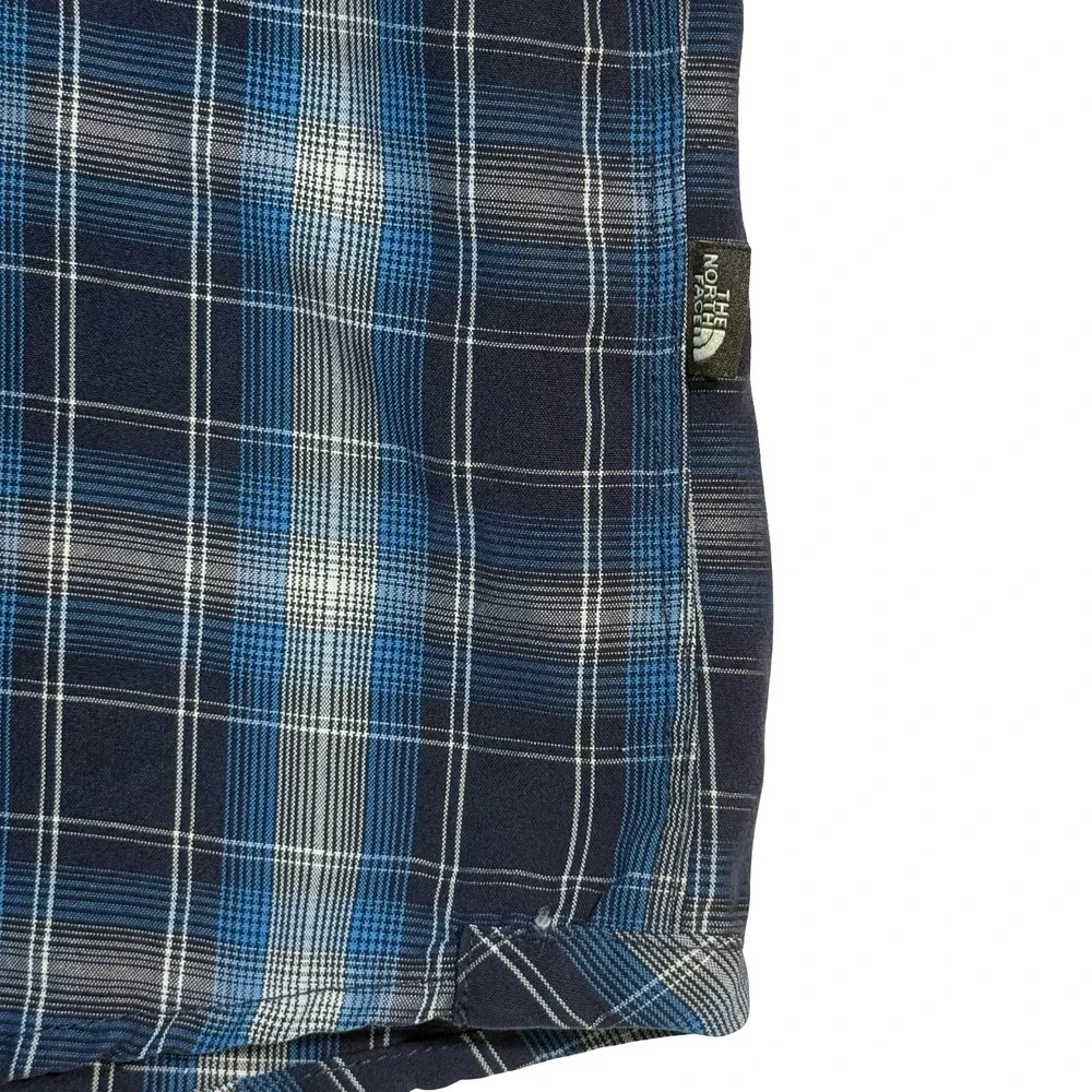 The North Face Mens Large Blue Plaid Button Up Long‎ Sleeve Shirt Modal Hiking